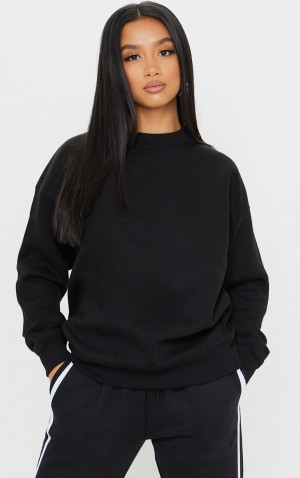 Hanorace Pretty Little Thing Petite Ultimate Oversized Crewneck Negrii | CKJM81547