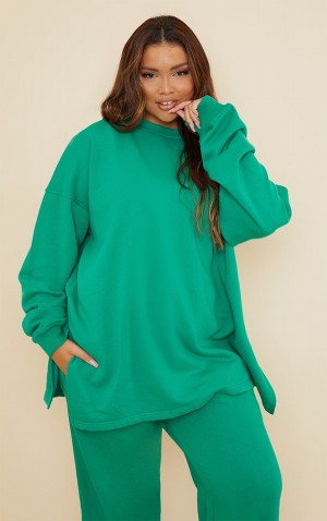 Hanorace Pretty Little Thing Plus Bright Oversized Split Hem Verzi Deschis | JBTO12378