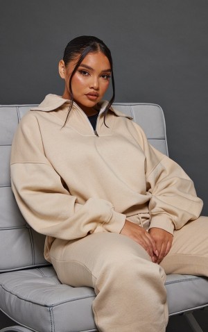 Hanorace Pretty Little Thing Plus Oatmeal Zip Up Bej | SCRV41387