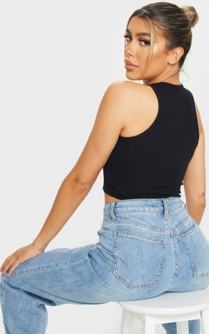 Maiouri Pretty Little Thing Basic Soft Rib Cropped Negrii | PQCA83957