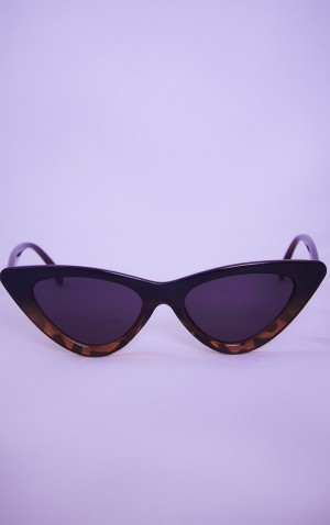 Ochelari de Soare Pretty Little Thing Animal Cat Eye Retro Negrii | XYUM45876