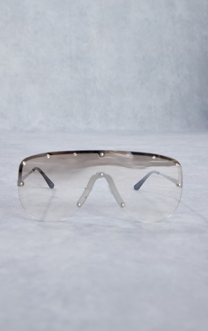 Ochelari de Soare Pretty Little Thing Clear Studded Visor Argintii | CBVJ30489