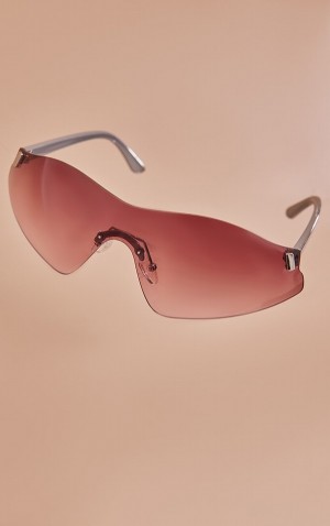 Ochelari de Soare Pretty Little Thing Curved Frameless Visor Maro | GVWC80627