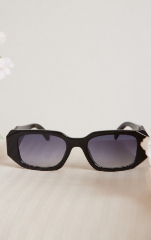 Ochelari de Soare Pretty Little Thing Diamond Detail Rectangular Frame Negrii | YSBR69845