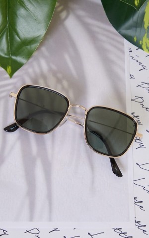 Ochelari de Soare Pretty Little Thing Double Frame Square Negrii | XFAI14938