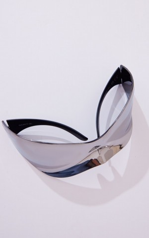 Ochelari de Soare Pretty Little Thing Extreme Visor Shield Argintii | ZNPB04832