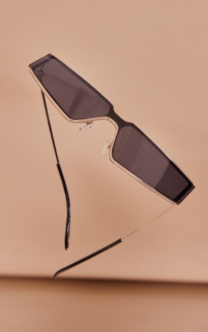 Ochelari de Soare Pretty Little Thing Framed Winged Visor Aurii | EVTG29134