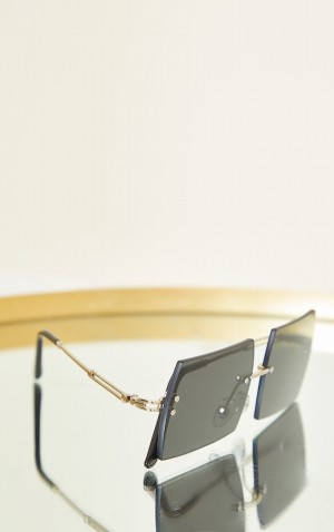Ochelari de Soare Pretty Little Thing Frameless Square Frame Negrii | LDEN97503