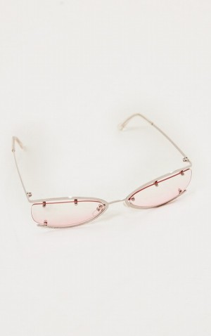 Ochelari de Soare Pretty Little Thing Lens Metal Edging Frame Roz | WHOF57968