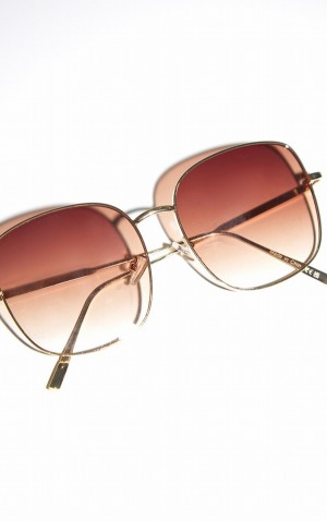 Ochelari de Soare Pretty Little Thing Metal Tort Oversized Frame Aurii | ZKUS27053