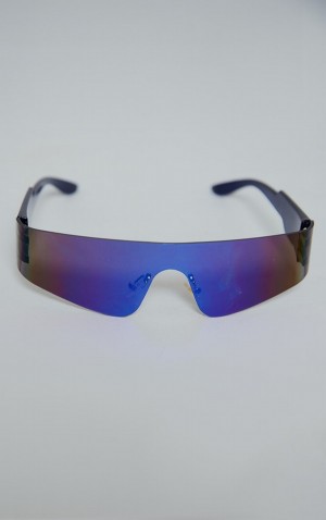 Ochelari de Soare Pretty Little Thing Metal Sportive Visor Albastri | OUHM80692