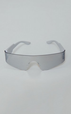 Ochelari de Soare Pretty Little Thing Metal Sportive Visor Argintii | XCFM82940