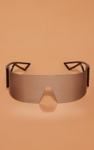Ochelari de Soare Pretty Little Thing MirroWrap Round Visor Argintii | JPDC84931