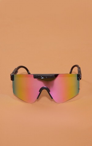 Ochelari de Soare Pretty Little Thing MirroFrameless Visor Negrii | TJIV94683
