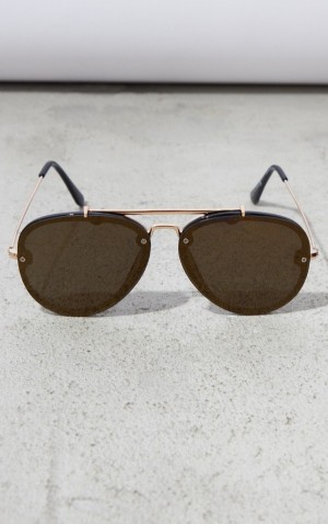 Ochelari de Soare Pretty Little Thing MirroLens Aviator Aurii | WVHR29638