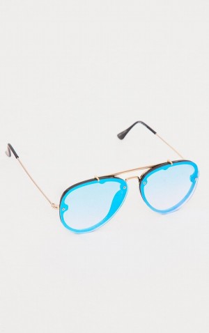 Ochelari de Soare Pretty Little Thing MirroLens Aviator Albastri | OFPX05386