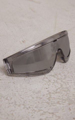 Ochelari de Soare Pretty Little Thing MirroCurved Opaque Frame Visor Argintii | UCQE12483