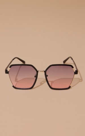 Ochelari de Soare Pretty Little Thing Ombre Lens Cut Out Frame Oversized Violet | IERW52480