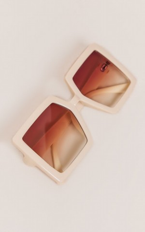 Ochelari de Soare Pretty Little Thing Ombre Lens Grosolan Square Frame Albi | RSFM75291