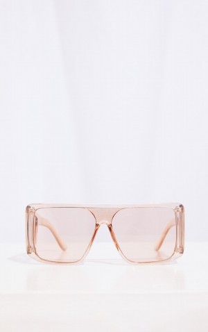 Ochelari de Soare Pretty Little Thing Oversized Triple Lens Square Frame Maro | ODWL58370