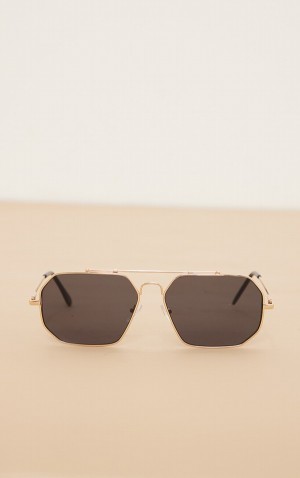 Ochelari de Soare Pretty Little Thing Slim Hardware Aviator Negrii | IYDM76054