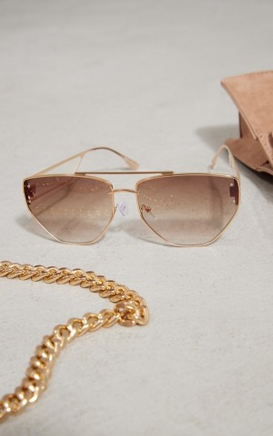 Ochelari de Soare Pretty Little Thing Slim Aviator Maro | QZJI87251