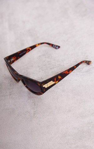 Ochelari de Soare Pretty Little Thing Tortoiseshell Oval Thick Frame Cat Eye Leopard | VDFA86293