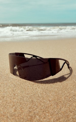 Ochelari de Soare Pretty Little Thing Wrap Around Visor Negrii | RGXB46837
