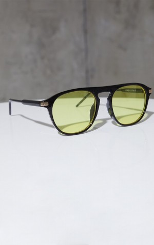 Ochelari de Soare Pretty Little Thing Yellow Lens Round Frame Negrii | DRSM85603