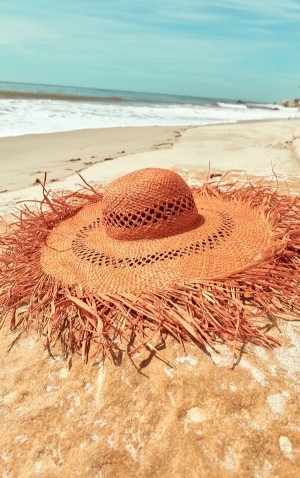Palarie Pretty Little Thing Rafia Frayed Sun Portocalii | SWHJ97361