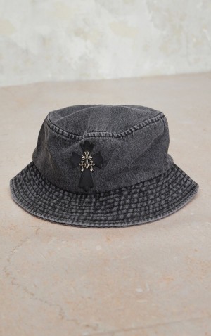 Palarie Pretty Little Thing Washed Cross Bucket Negrii | ANQO61845