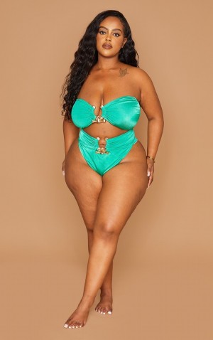 Pantaloni De Bikini Pretty Little Thing Plus HammeTrim Verzi | NPXK83029