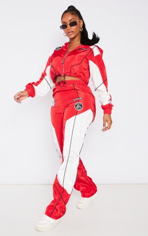 Pantaloni De Trening Pretty Little Thing Shape Varsity Shell Contrast Rosii | VWZK63045