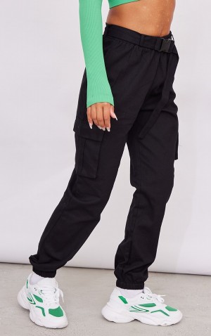 Pantaloni De Trening Pretty Little Thing Utility Cu Catarama Negrii | QSRK69084