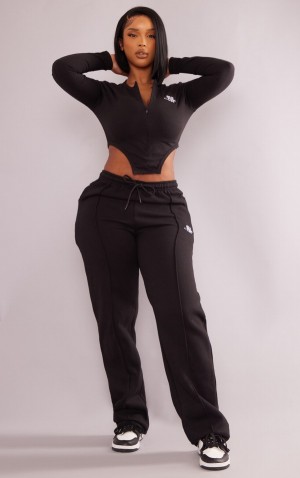 Pantaloni De Trening Pretty Little Thing Shape Zip Pocket Largi Leg Negrii | ZQJF42856