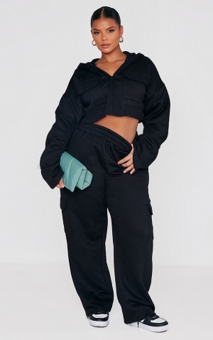 Pantaloni De Trening Pretty Little Thing Plus Cargo Largi Legpant Negrii | IHNS75218