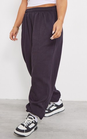 Pantaloni De Trening Pretty Little Thing Pintuck Detail Oversized Negrii | EVAW82190