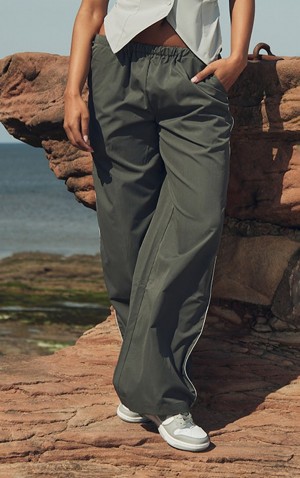 Pantaloni De Trening Pretty Little Thing Charcoal Toggle Talie Side Stripe Low Rise Track Gri | WLJQ80652