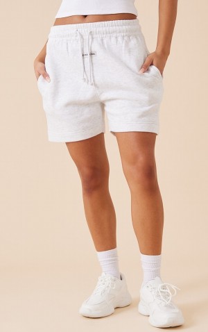Pantaloni Scurti Pretty Little Thing Ash Drawstring Talie Rubber Badge Gri | HTLG72906