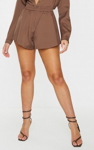 Pantaloni Scurti Pretty Little Thing Mocha Floaty Bej | UKLX30456