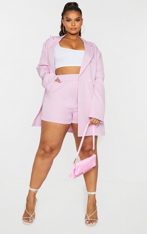 Pantaloni Scurti Pretty Little Thing Plus Lilac Ruched Talie Suit Violet | YNXE16534