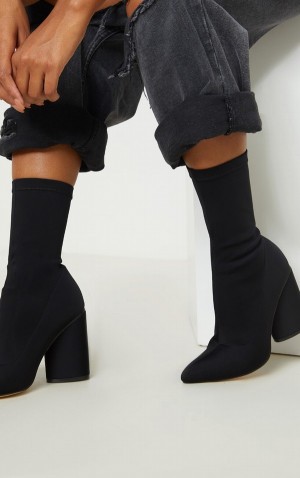Pantofi Cu Toc Pretty Little Thing Grosolan Block Sock Negrii | COKV51392
