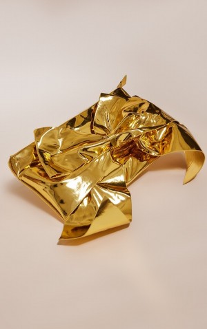 Poșete Pretty Little Thing Metallic Oversized Bow Aurii | EIAH94856