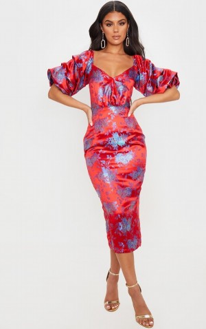 Rochie Pretty Little Thing Floral Jacquard Dantela Up Back Rosii | VBDU72598