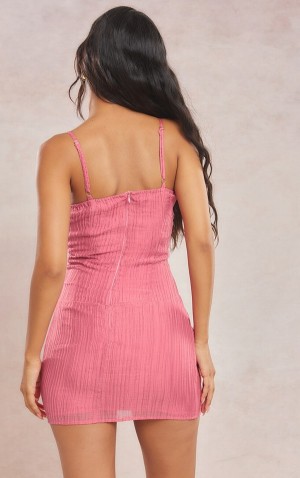 Rochie Pretty Little Thing Hot TextuCorset Detail Cu Bretele Bodycon Roz | KWXL72301