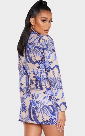 Rochie Pretty Little Thing Nude Floral Wrap Detail Bej | SEBU89201