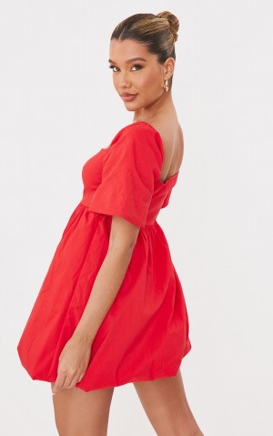Rochie Pretty Little Thing Puff Sleeve Square Neck Puffball Shift Rosii | ZASB91485