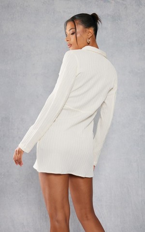 Rochie Pretty Little Thing TextuPlunge Knot Detail Albi | FERP81957