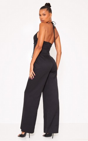 Salopeta Pretty Little Thing Dantela Up Detail UnderwiHalterneck Woven Negrii | FIRJ86190