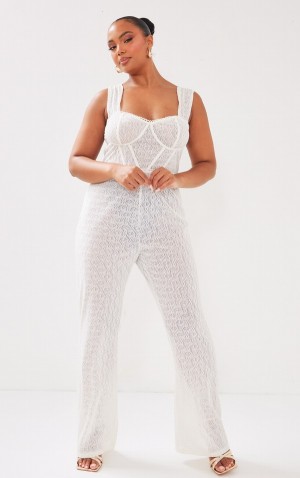 Salopeta Pretty Little Thing Plus TextuCorset Albi | WJQX59860